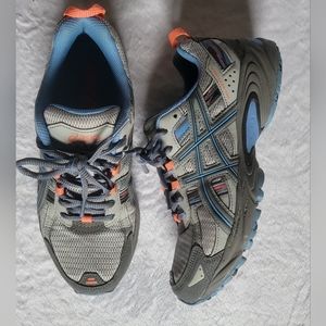 Asics Gel-Venture Running Shoe, Gray/Blue/Orange, Size 7.5